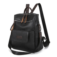 Backpack PU Soft Leather Textured Shoulder Bag Large Capacity Simple