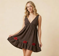 Spring New Solid Color Deep V-Neck Sleeveless Sexy Slip Dress