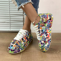 Women's Fashion Platform Casual Shoes Painted Sneakers