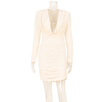 Long-sleeve Sheath Dress With Padded Shoulders