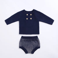 Children's Cotton Knitting Lantern Shorts Cardigan Two-piece Suit