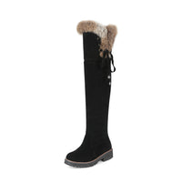 Autumn And Winter Simple Plus Size 40-44 Suede Over The Knee Student Women's Boots