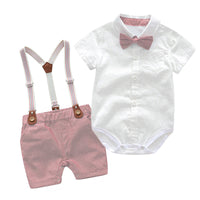 Gentleman Suit Baby Romper Bib Two-piece British Style Handsome Dress