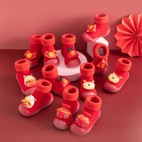 Red Cashmere Room Socks Thickened Warm Non-slip