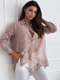 Simple Fashion Solid Color Rhinestone Long-sleeved Shirt Women's Clothing