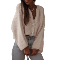 New French Elegant Solid Color Single-breasted Sweater Women