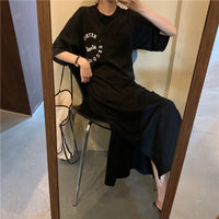 Split Cutout Midi Skirt With Short Sleeves