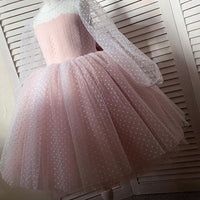 New Girl's Wedding Polka Dot Lace Long Sleeve Dress