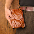 New Top Layer Cow Leather Hand-painted Old Long Wallet Man