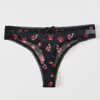 Womens Thong Seamless Breathable Mesh Printed Sexy Underwear