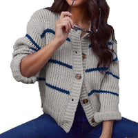 Fashion Stripes Loose Knitted Cardigan Coat Top