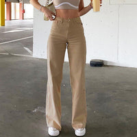 Washed Fashion Straight Jeans Women's Mid Waist