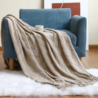 Sofa Cover Herringbone Knitted Office Air Conditioning Nap Blanket