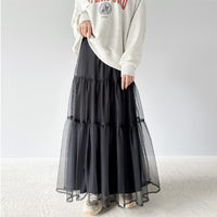 Womens Flowing Gauze Skirt With A-line Patchwork Design