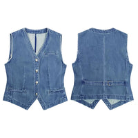 New Washed Denim Mini Vesttrendy And Stylish