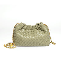 Cloud-shaped Woven Handbag With Gold Beads Chanel-style Chain And Shouldercrossbody Strap