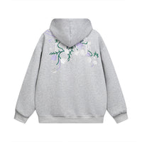 Vine Flower Embroidery Hooded Loose Sweater