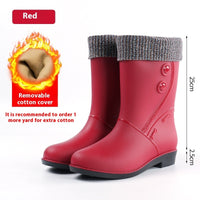 Women's Rain Boots Fleece-lined Fashion Mid-calf Waterproof