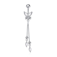 Zircon Tassel Belly Ring Navel Stud Piercing Jewelry
