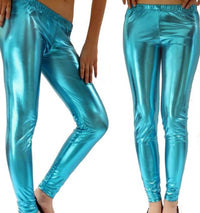 Foreign Trade Spring Fashion Metal Texture Bright Leather Leggings Was Thin Nightclub Punk Wind Nine Pants Women