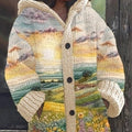 New Christmas Abstract Printed Casual Cloak Coat