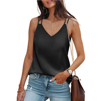 New Solid-color V-neck Camisole Loose-fit T-shirt
