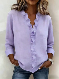 Ruffled Long Sleeve Cotton Shirt