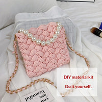 DIY Craft Kit Yarn, Crochet Hook, And Fabric Strips For Making A ShoulderCrossbody Bag
