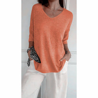 Knitwear Casual Sweater Slimming V-neckline 34 Sleeve Women's Bottoming Shirt