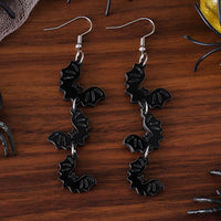 Halloween White Ghost And Black Bat Triptych Earrings