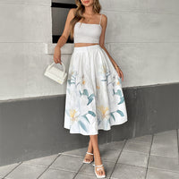 Casual Vacation Sweet Style Button-Decorated Floral Print Skirt