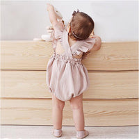 Pure Color Girls' Linen Cotton Triangle Romper