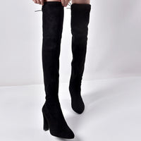 European And American Pointed Thick Heel Over The Knee Boots Stretch Boots Women