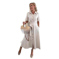 Women's Lace-Up Solid Color Slim-Fit Dress
