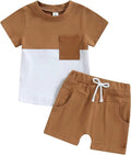 Solid Color Stitching Short Sleeve Suit