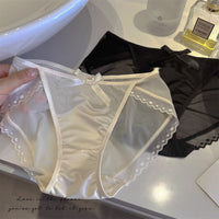 Sexy Lace Underwear Women's Bowknot Transparent Mesh