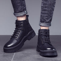 Plover Autumn And Winter Round Head Black Spot Leather Casual