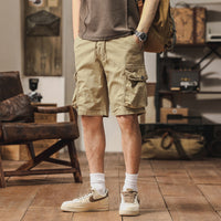 Men's Multi-Pocket Cargo Shorts Retro Loose Straight-Leg Casual Style