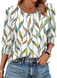 Women's Loose Casual Print Round Neck Top