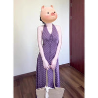 Retro Polka Dot Halter Dress Women