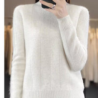 Women's Pullover Half Turtleneck Solid Color Knitted Comfortable Warm Sweater