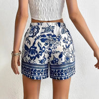 Printed Lace-up Casual Loose-fitting Shorts