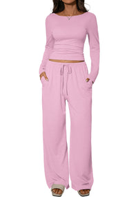 Womens Slim-Fit Long-Sleeve Wide-Leg Pants Suit