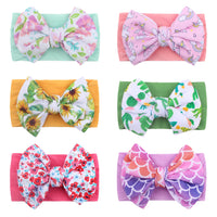 Nylon Bow Hair Band Baby Cute Soft Bow Printed Headband Baby Headscarf