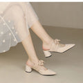 Chunky-heeled Pointed-toe French-style Soft High Heels
