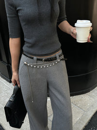 Fashion Silver Pearl Alloy Waist Chain