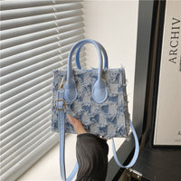 Fashionable And Minimalist Women's Single-shoulder Denim Plaid Crossbody Bag