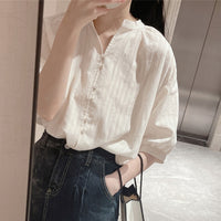 Niche-style Casual Slimming Short-sleeve Shirt Top For Women