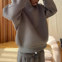 Men's Casual Solid Color Hooded Pullover Straight Pants
