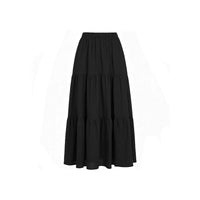 Cotton-linen Pocketed Midi Skirt With A High Elastic Waistband